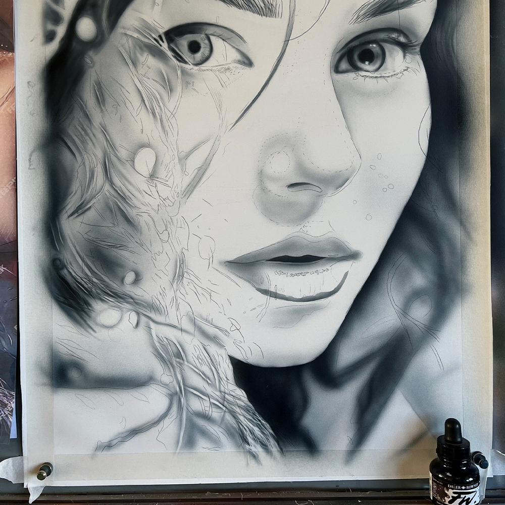 Realistic Portrait Painting using an AirBrush with Dave Pinsker